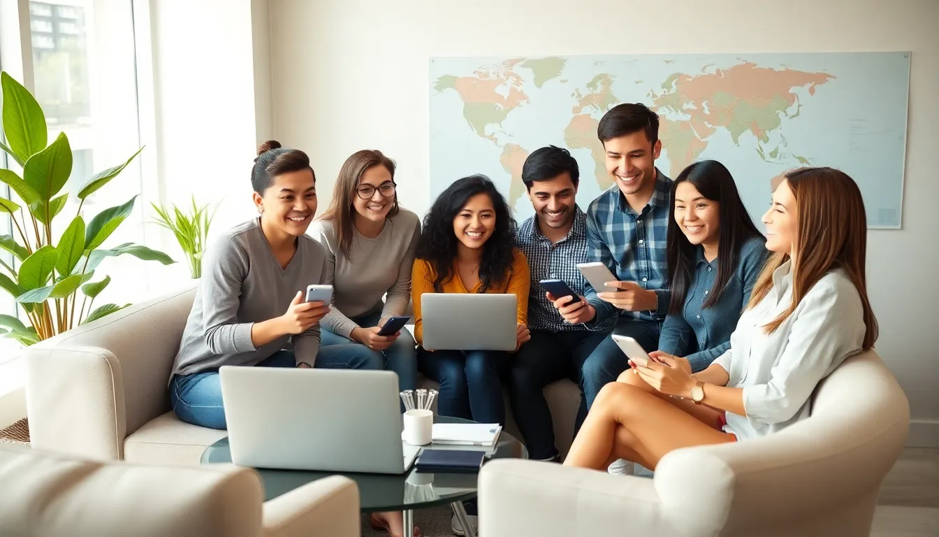 diverse millennials discussing finance in a bright, modern workspace.