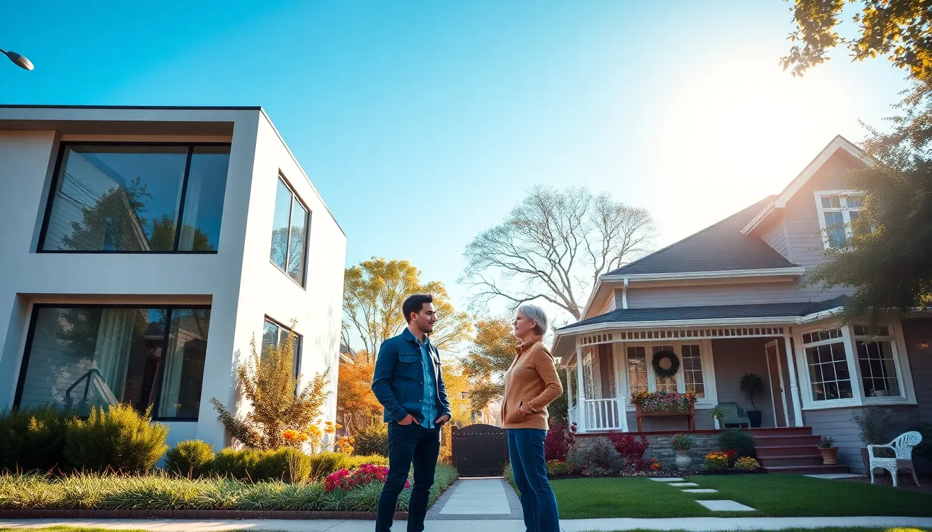 two neighbors representing cultural conflict in a suburban setting.