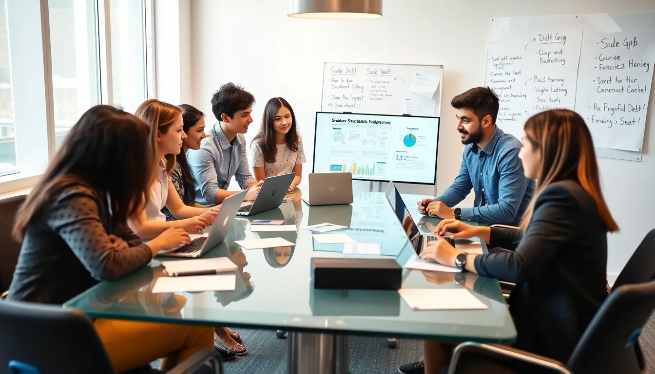 diverse millennials collaborating on financial strategies in a modern office.
