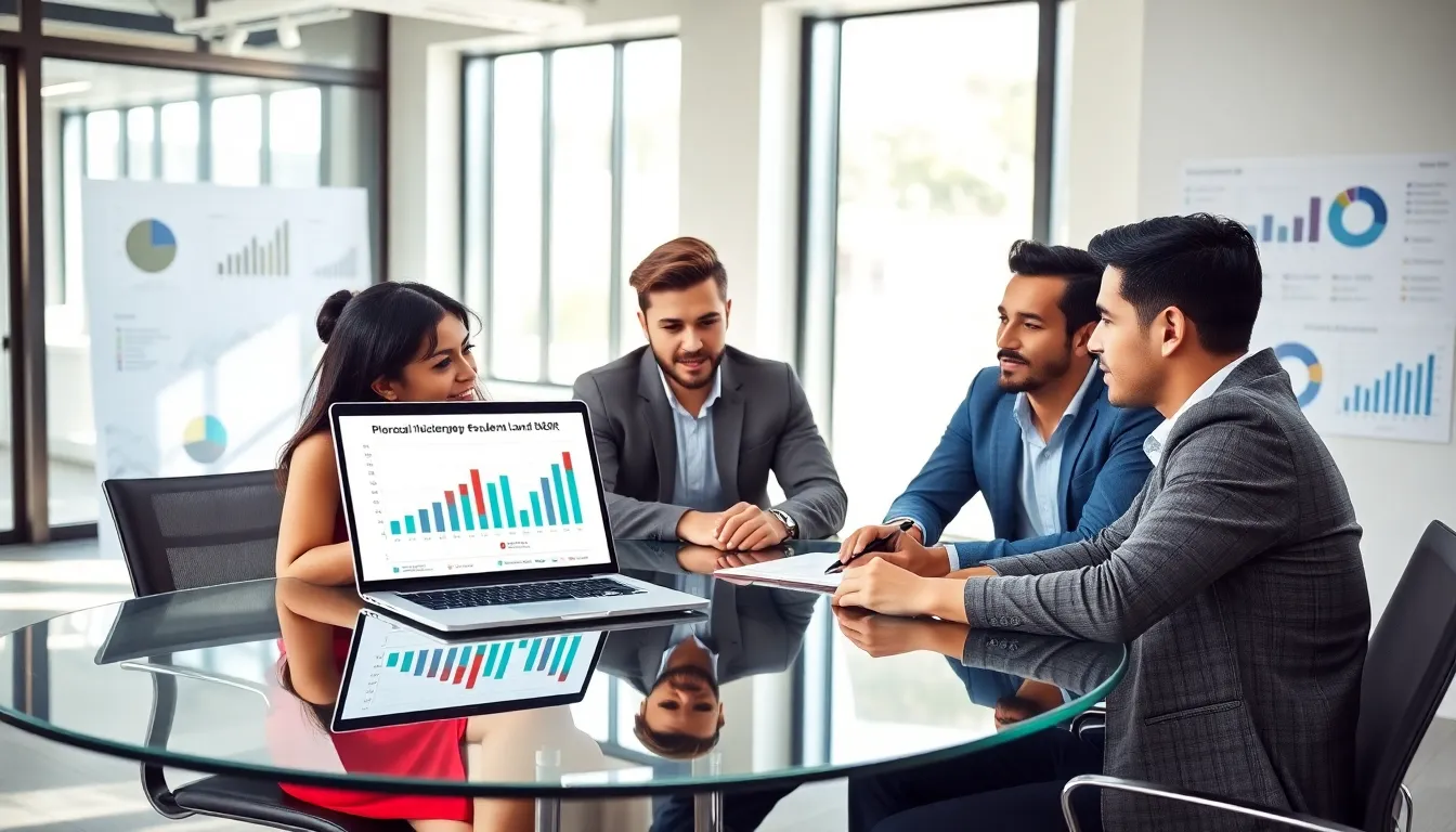diverse team discussing millennial financial behavior in a modern office.